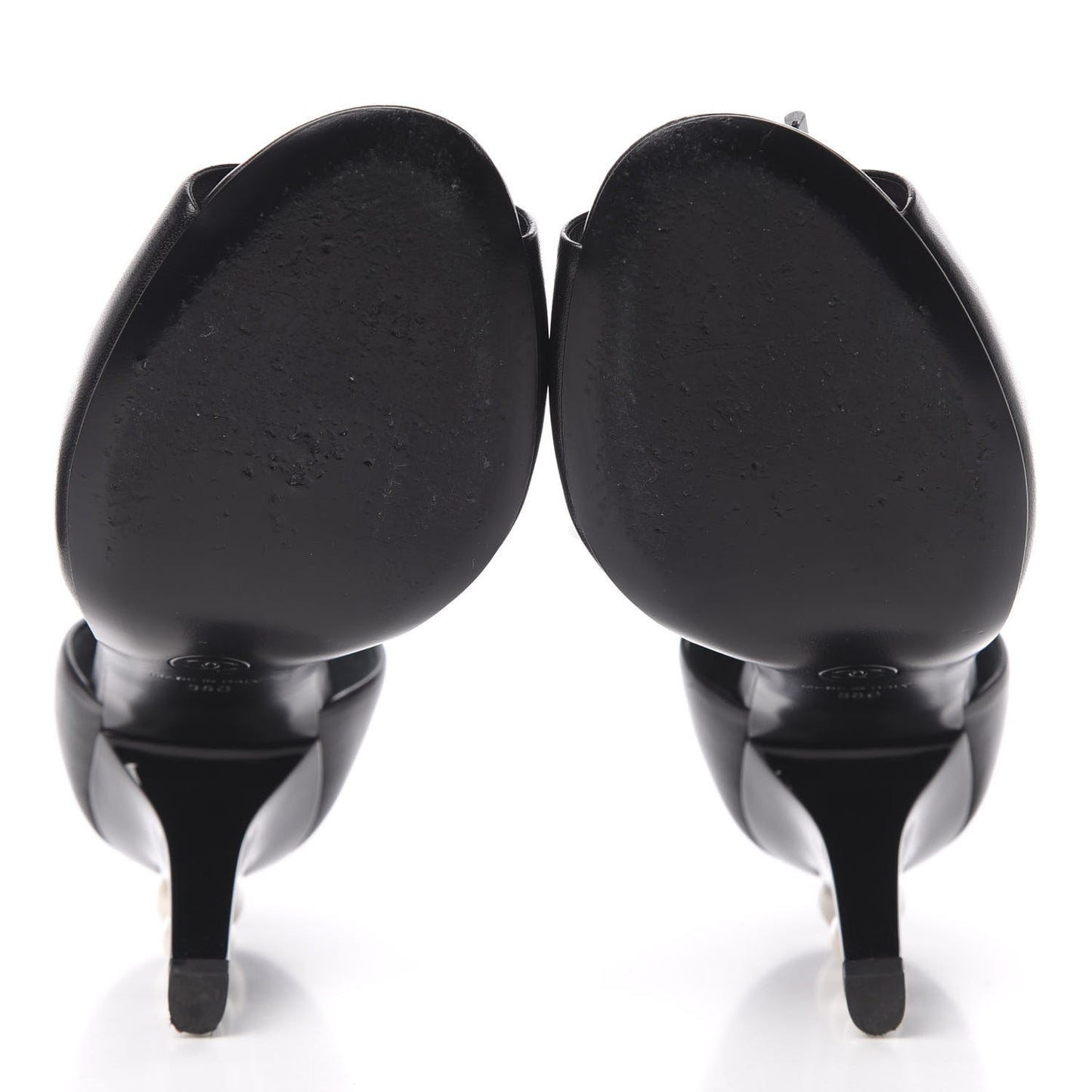 Lambskin Pearl Peep Toe d'Orsay Pumps 36 Black