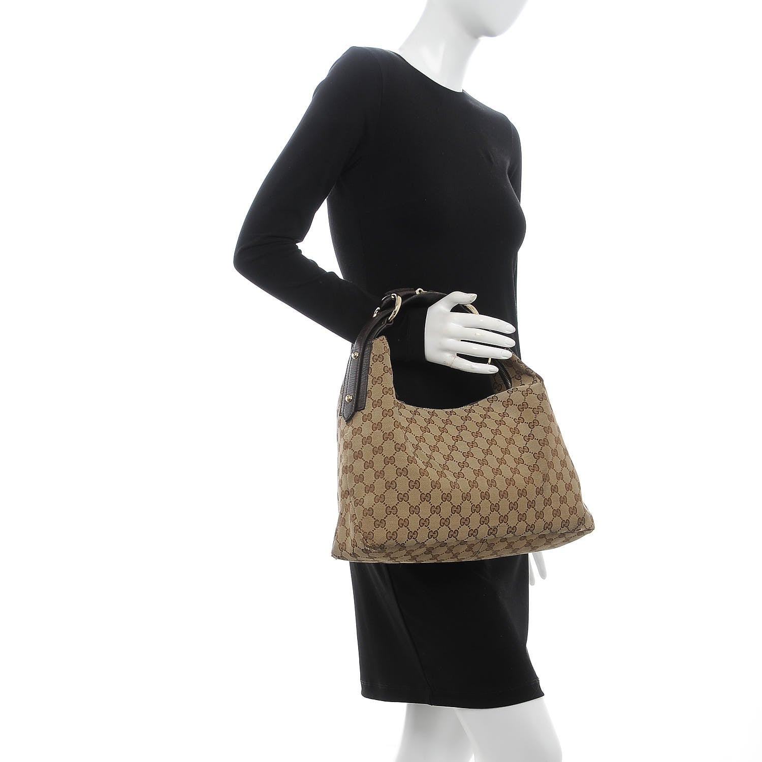 Gucci Monogram Medium Horsebit Chain Hobo Dark Brown 2 of 16
