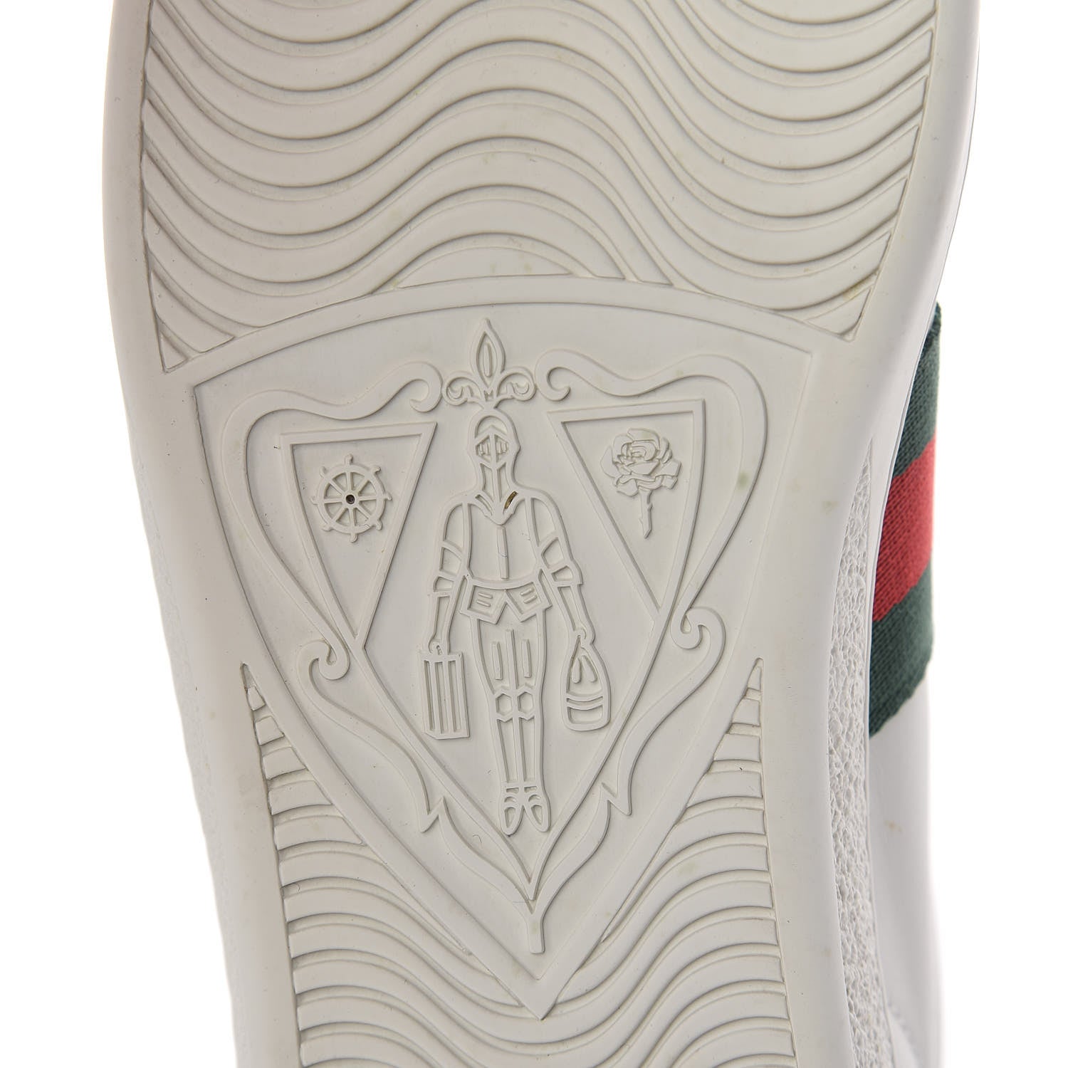 Gucci Calfskin Crocodile Web Womens Ace Sneakers 37 White Green 10 of 18