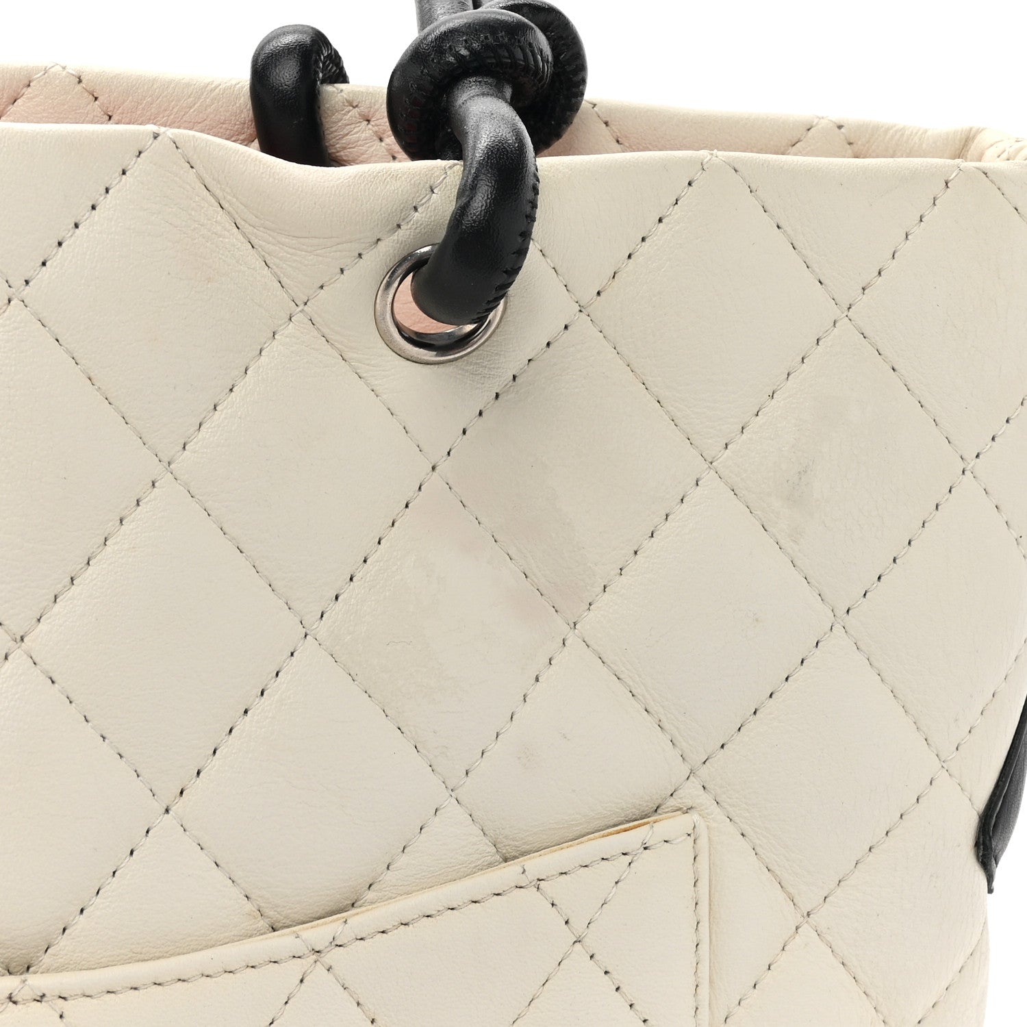 Chanel Calfskin Quilted Medium Cambon Tote White Black 17 of 17