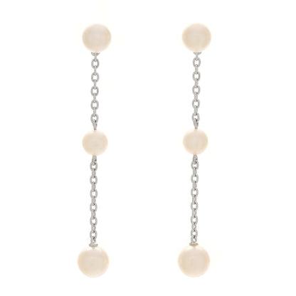 Mikimoto 18K White Gold Akoya Cultured Pearl 4.5-6.5mm Triple Drop Earrings 1 of 5