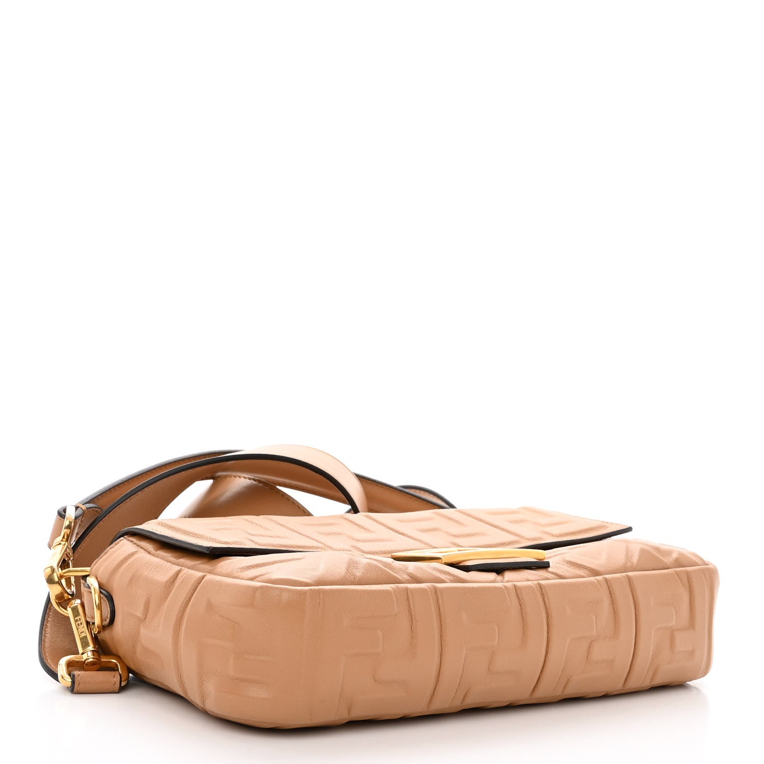 Fendi Nappa FF 1974 Embossed Baguette Miele Scuro 4 of 9