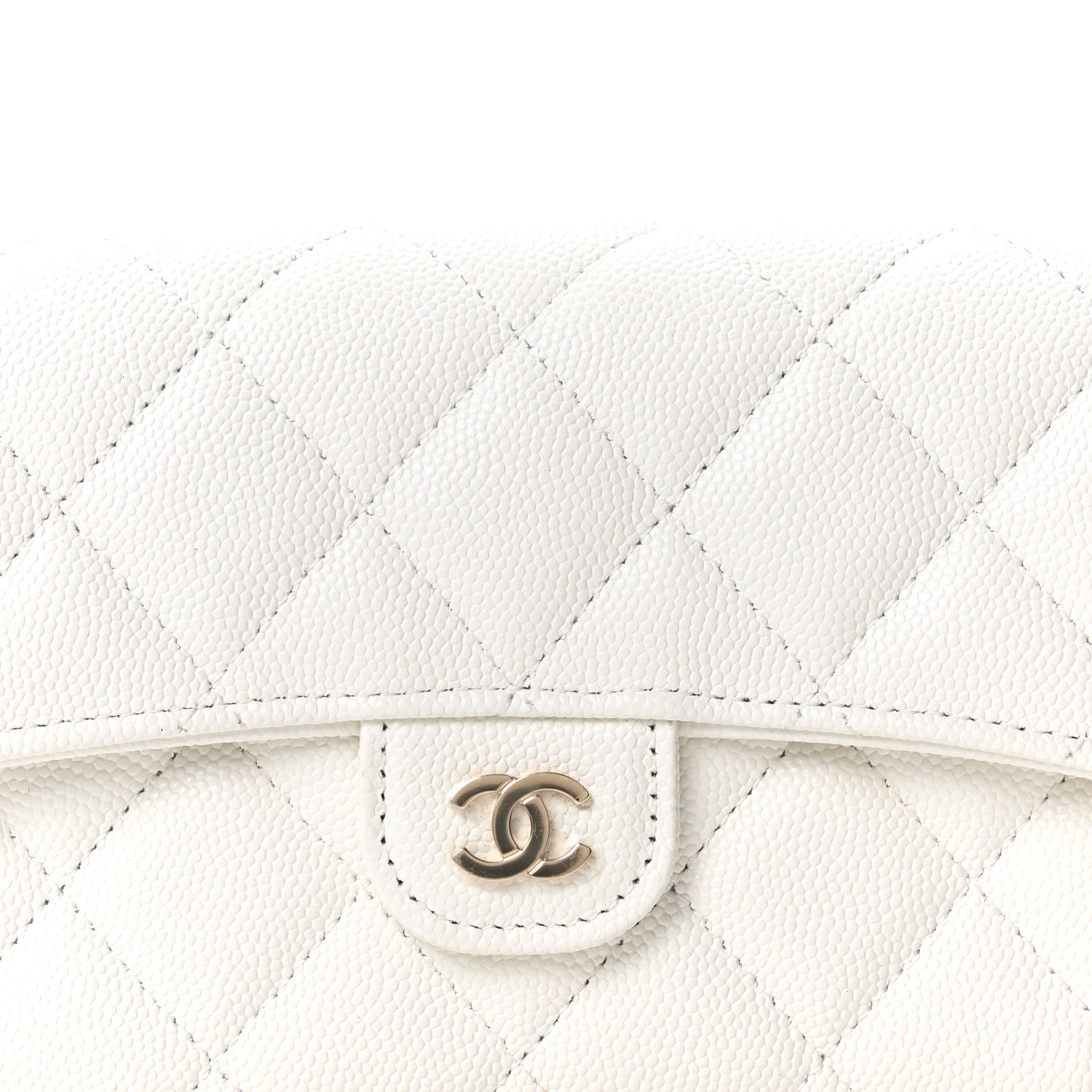 Chanel Caviar Quilted Large Gusset Flap Wallet White 9 of 12