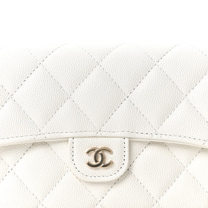 Chanel Caviar Quilted Large Gusset Flap Wallet White 9 of 12