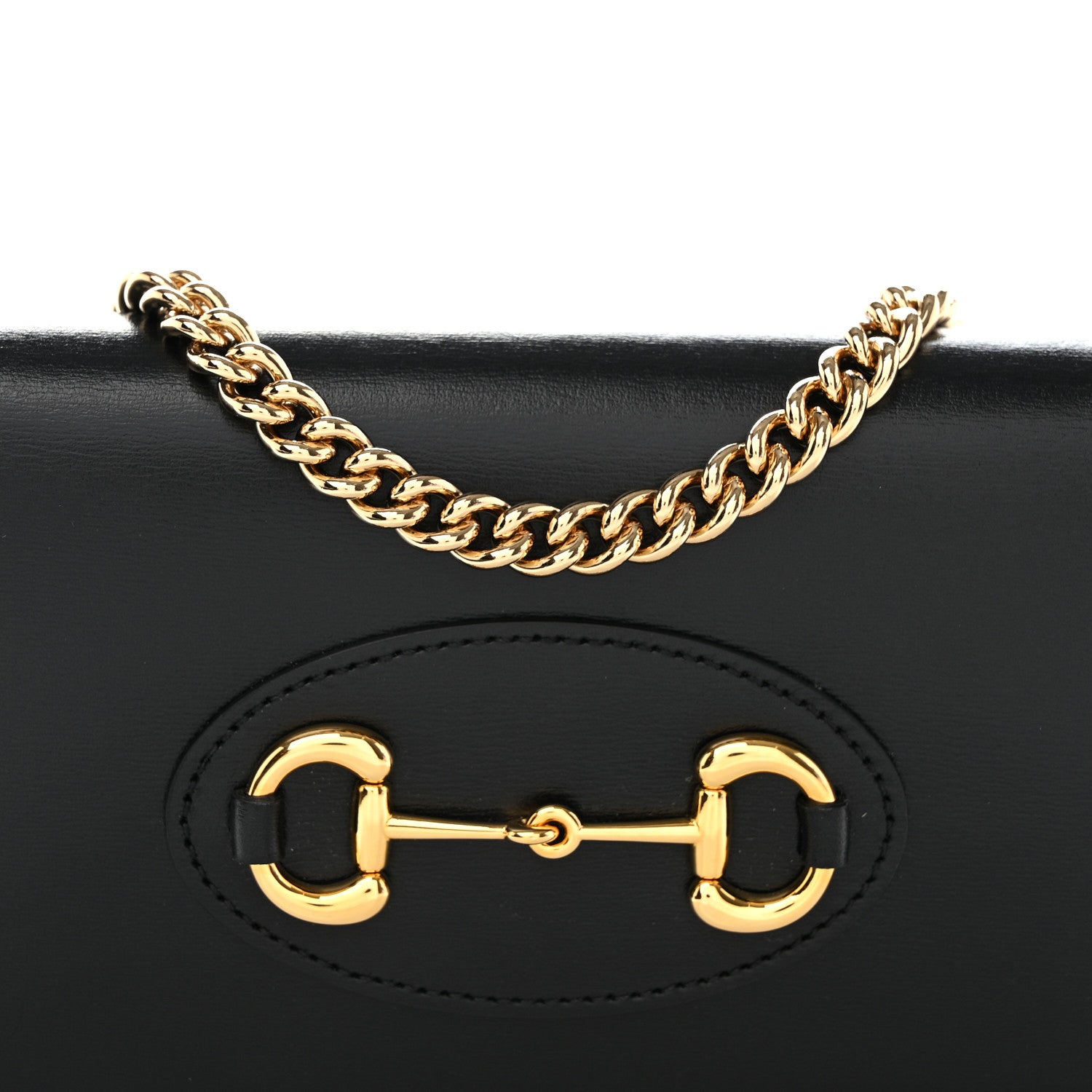 Gucci Boarded Plutone Calfskin Horsebit 1955 Wallet On Chain Black 8 of 11