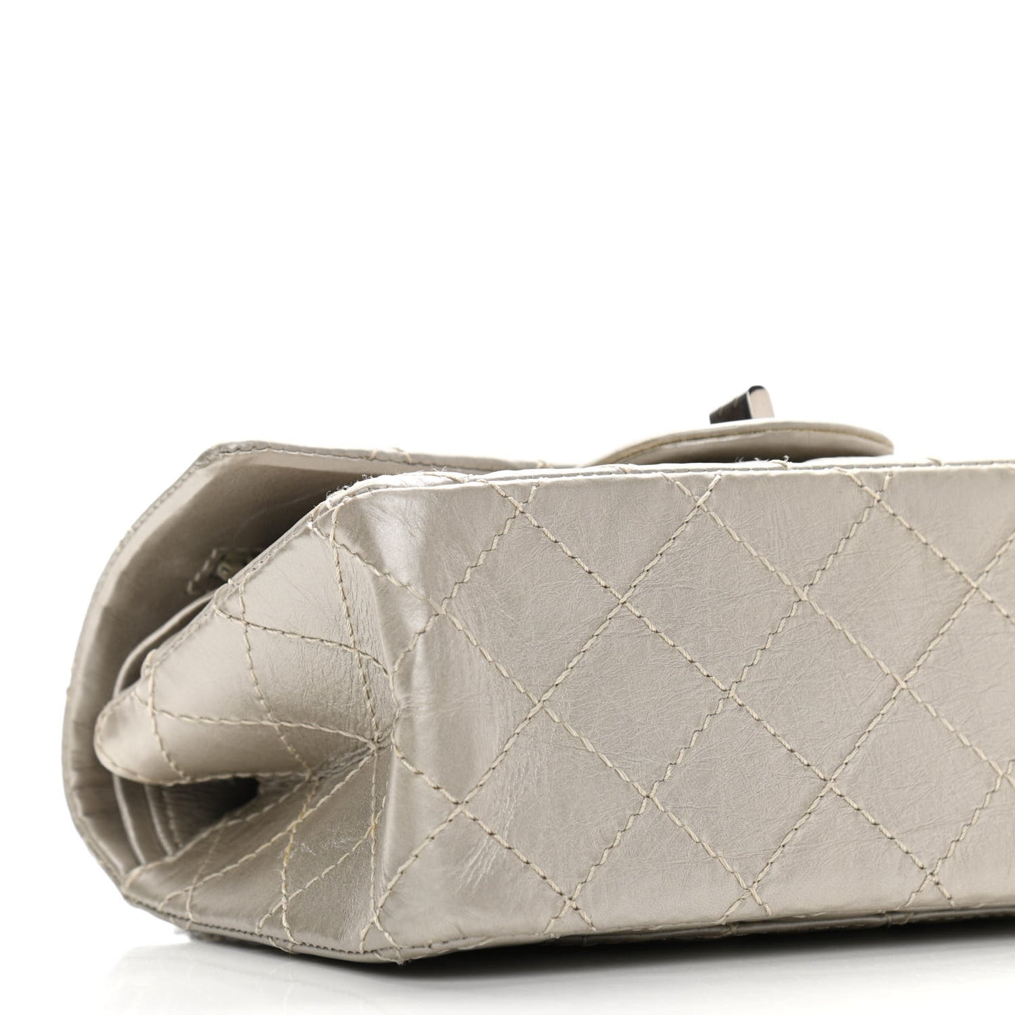Metallic Calfskin Quilted 2.55 Reissue 224 Flap Silver