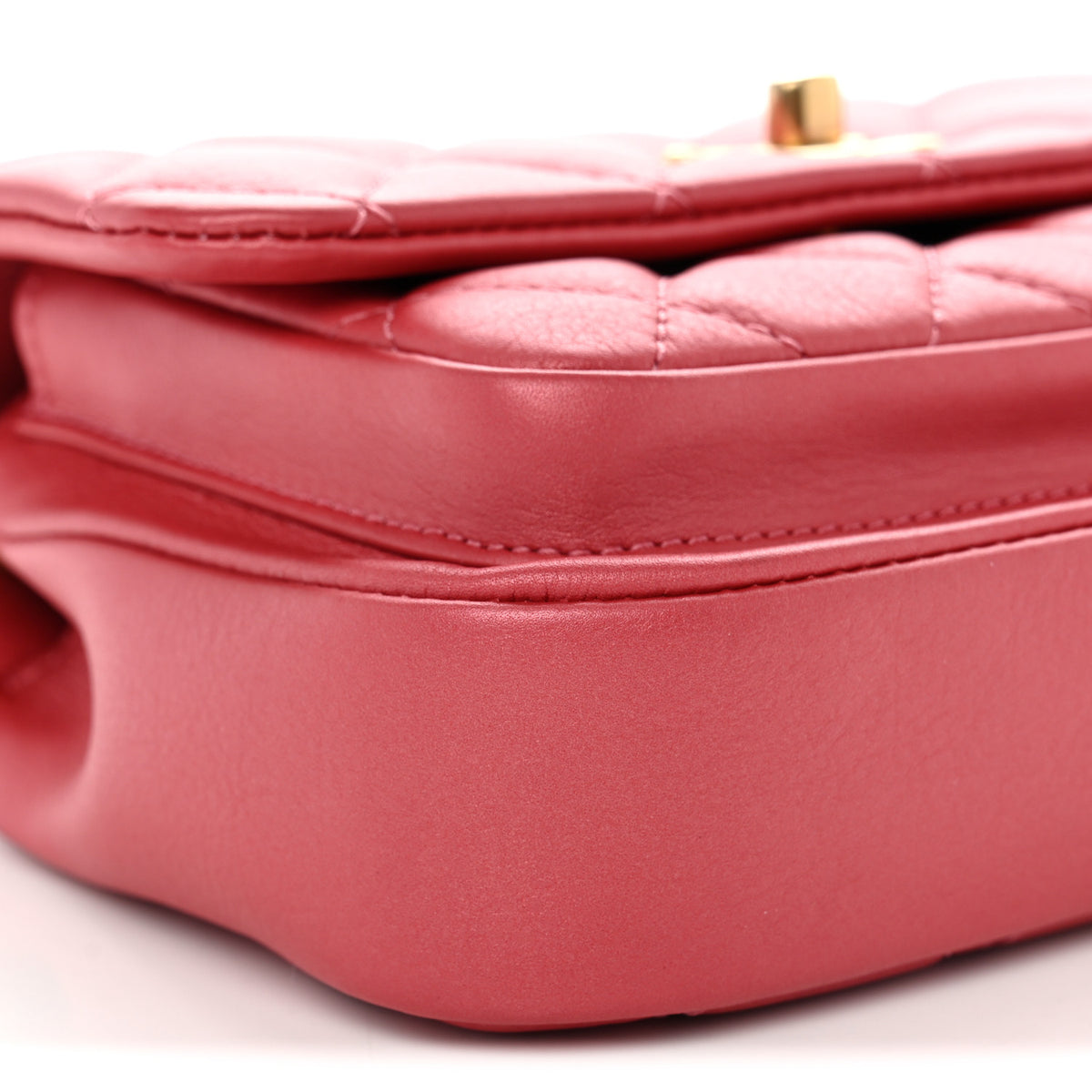 Chanel Metallic Calfskin Quilted Top Handle Flap Dark Pink 9 of 11
