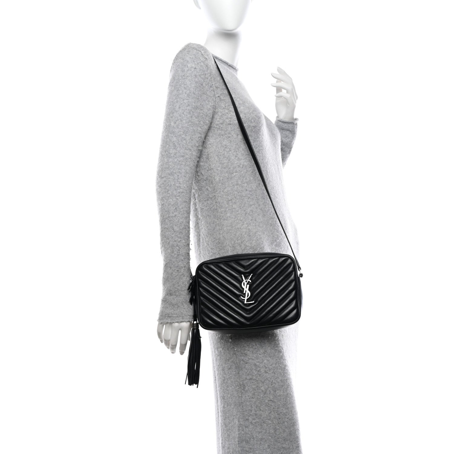 Saint Laurent Calfskin Matelasse Monogram Lou Camera Bag Black 2 of 13
