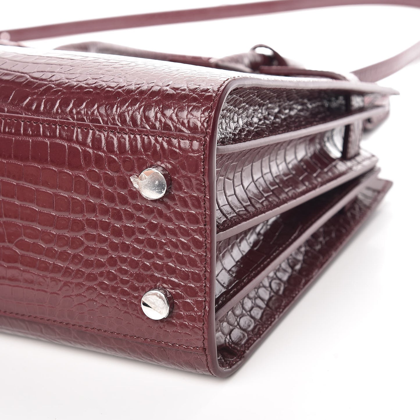 Calfskin Crocodile Embossed Baby Sac De Jour Rouge