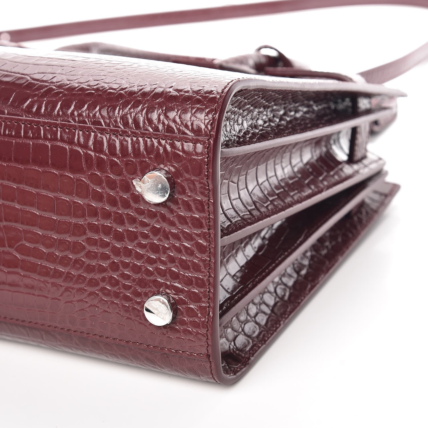 Saint Laurent Calfskin Crocodile Embossed Baby Sac De Jour Rouge 11 of 11