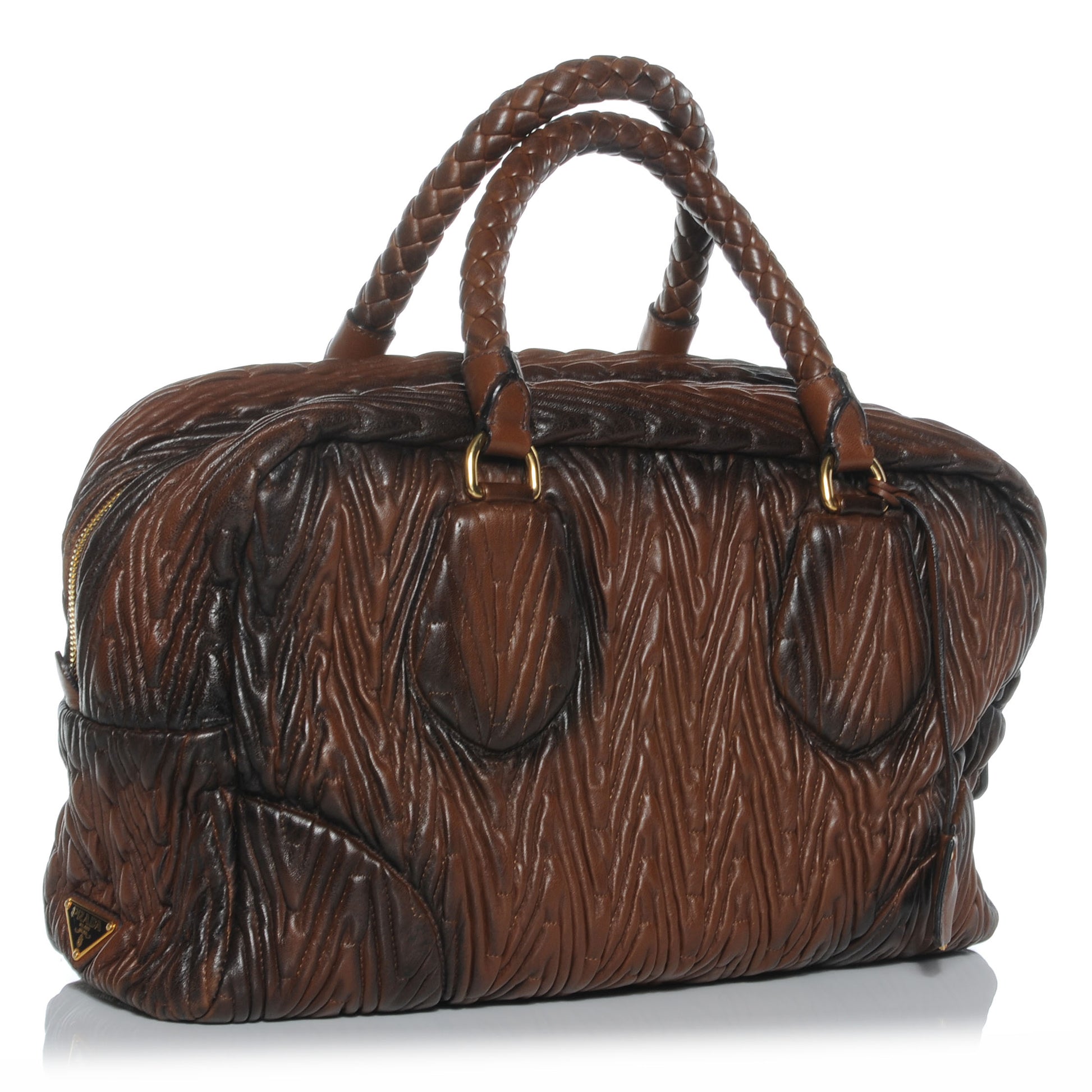 Prada Nappa Antic Chevron Bauletto 3 of 8