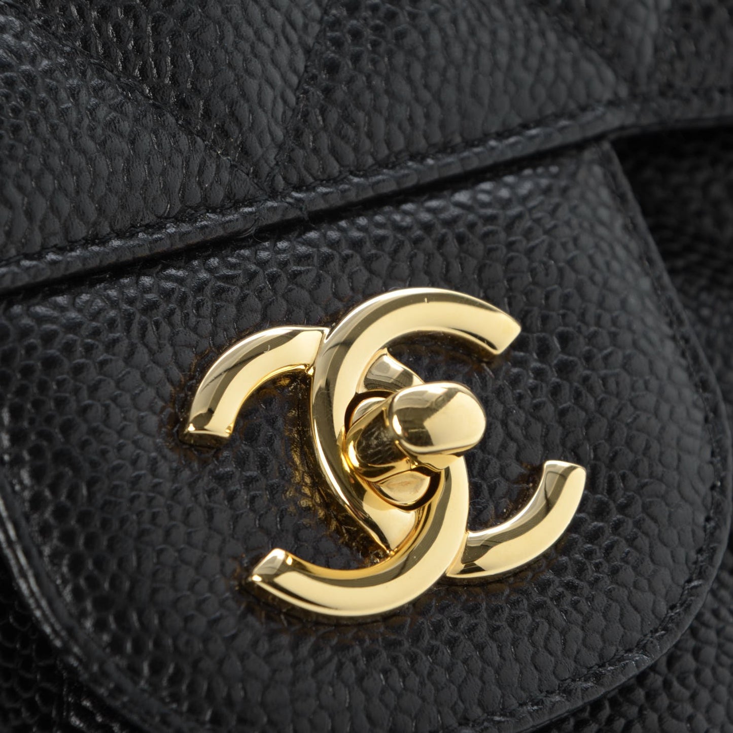 Caviar Quilted Jumbo Double Flap Black