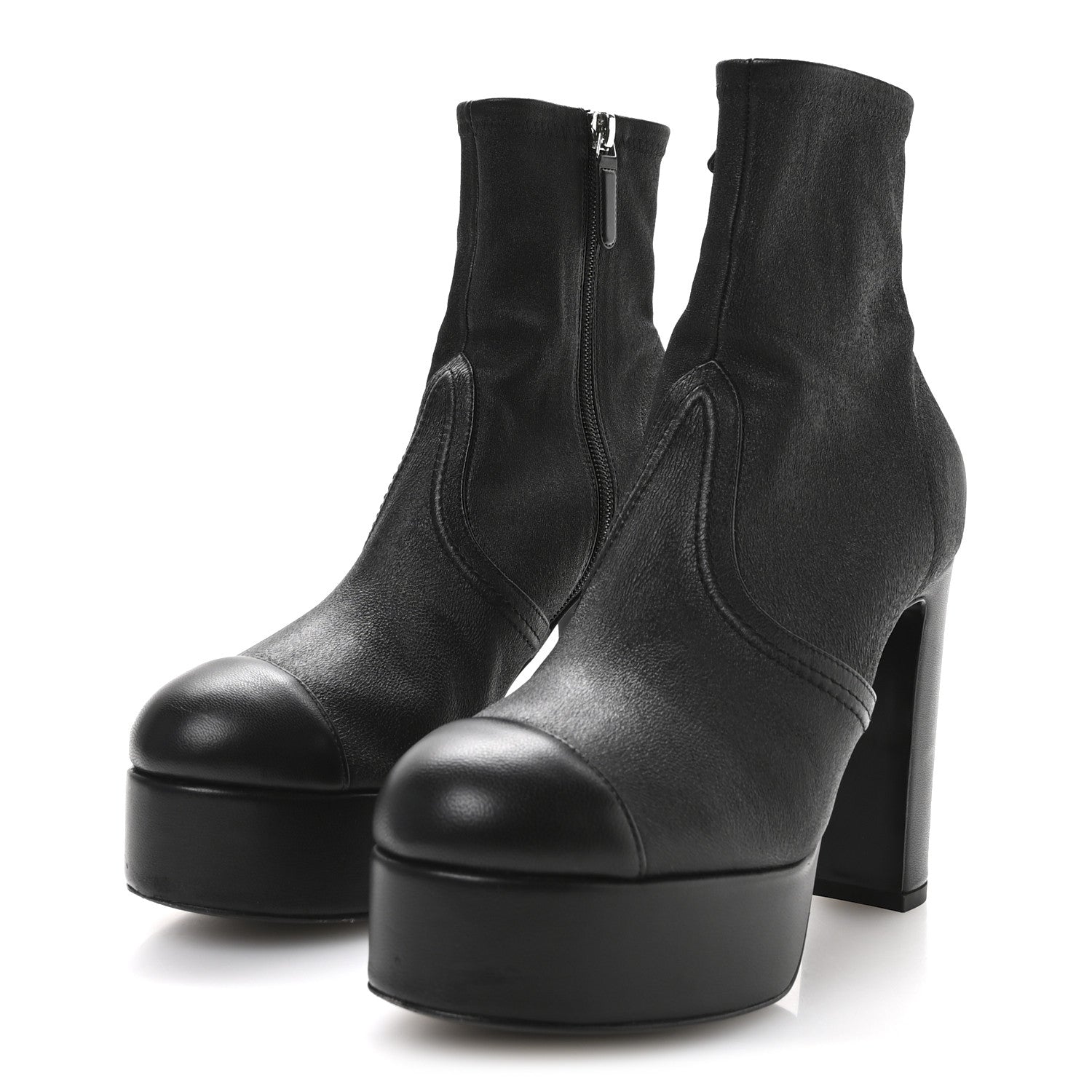 Chanel Lambskin Platform Short Boots 39.5 Black 4 of 9