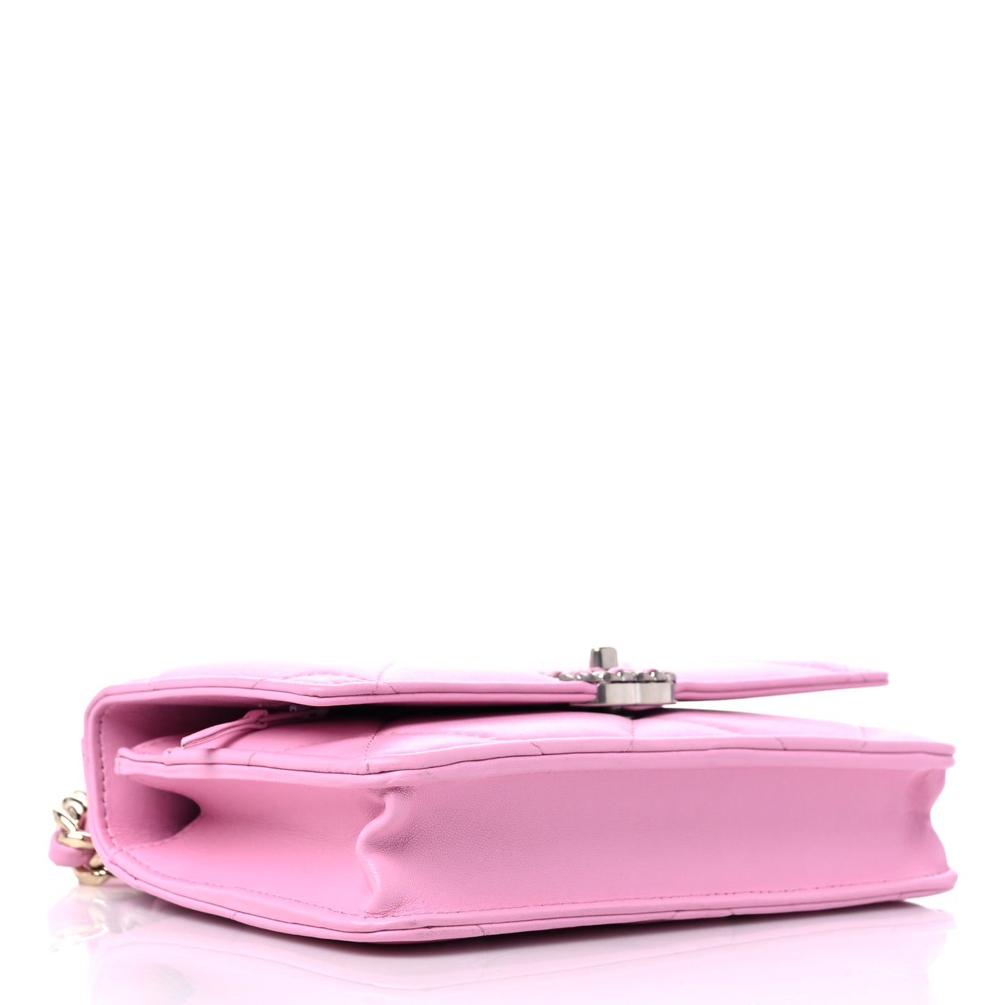 Lambskin Quilted Chanel 19 Wallet On Chain WOC Pink