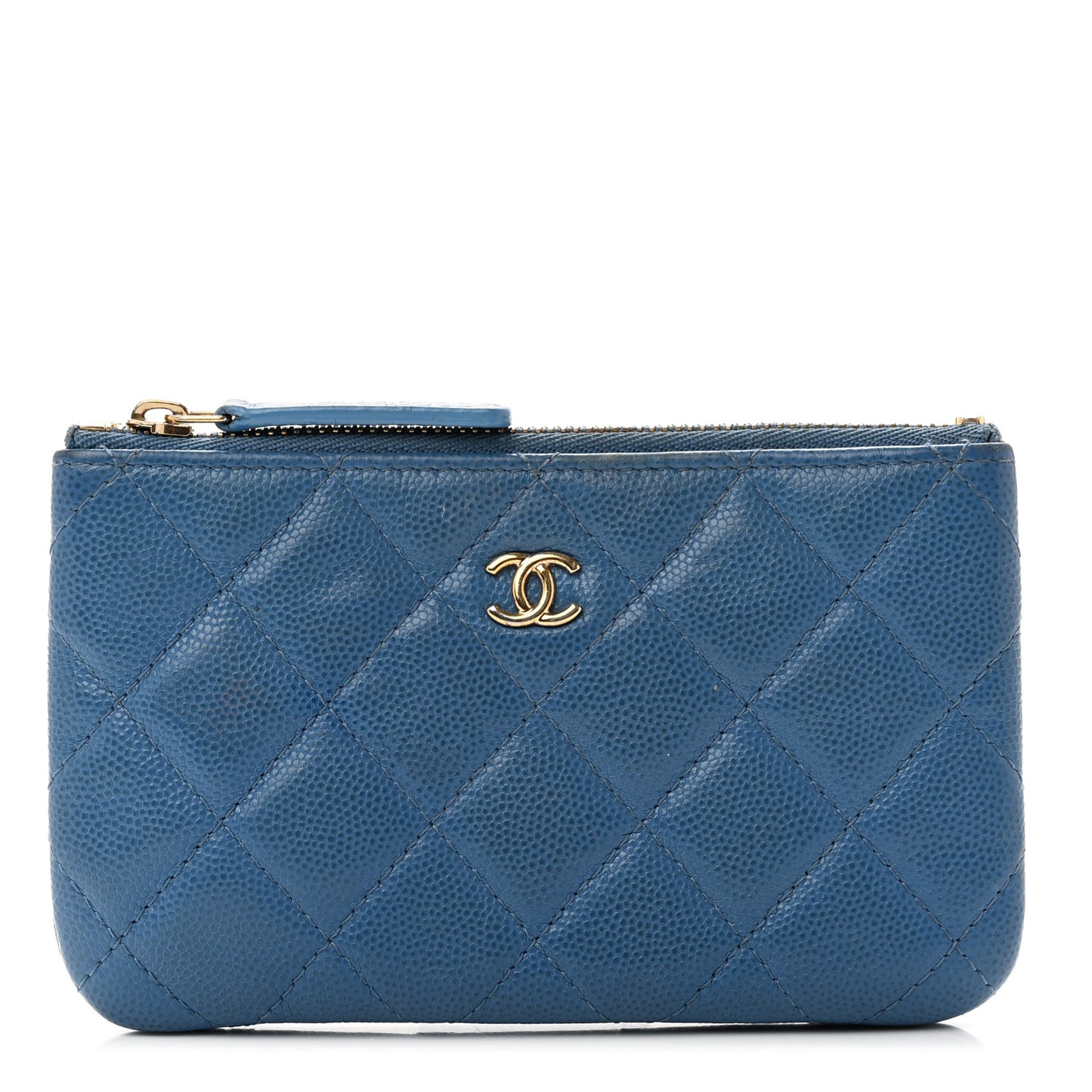 Caviar Quilted Small Cosmetic Case Blue