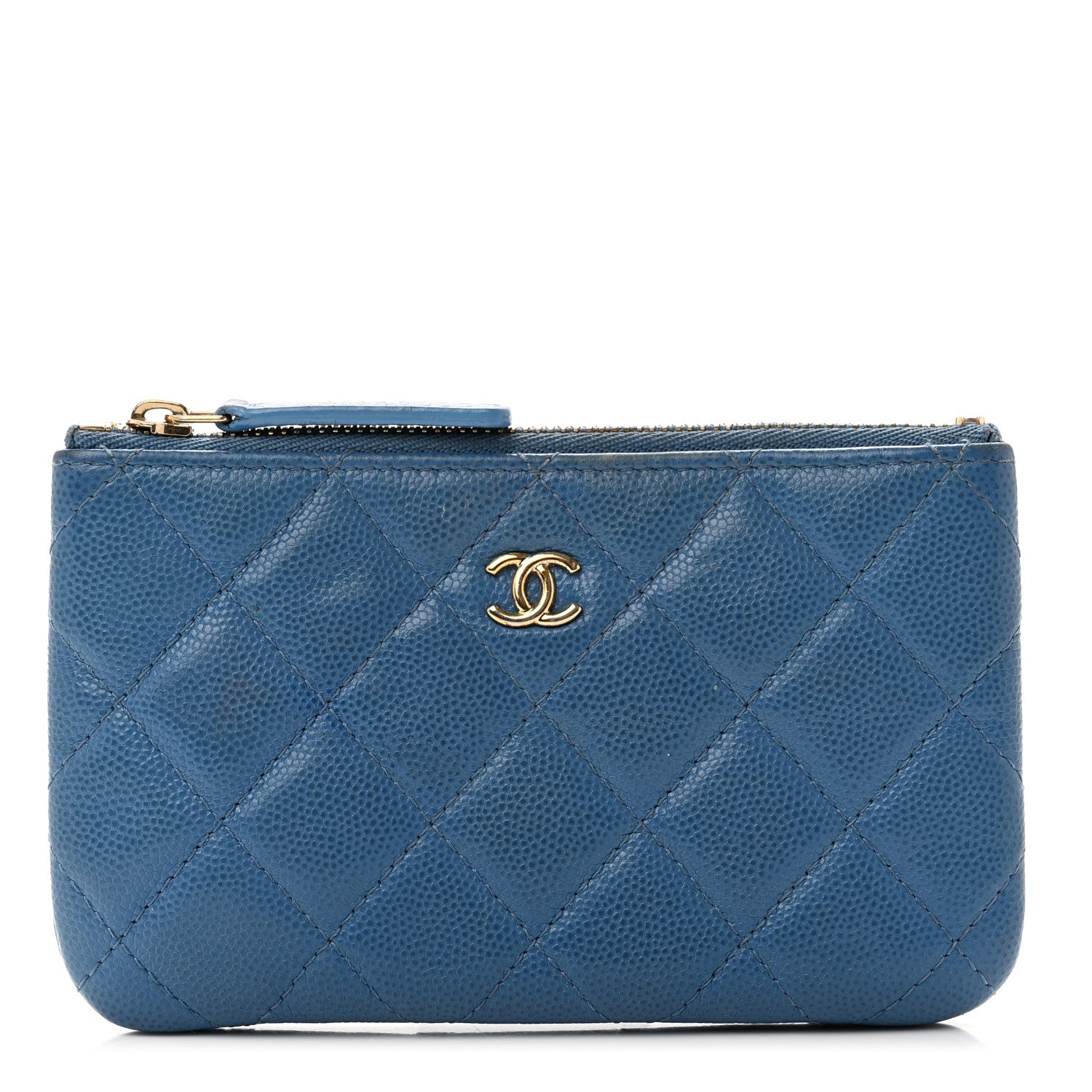 Chanel Caviar Quilted Small Cosmetic Case Blue 1 of 8