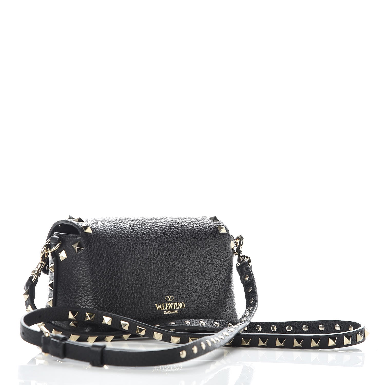 Valentino Garavani Pebbled Calfskin Mini Rockstud Crossbody Bag Black 3 of 9