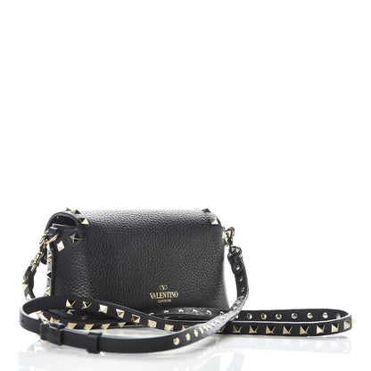 Valentino Garavani Pebbled Calfskin Mini Rockstud Crossbody Bag Black 3 of 9