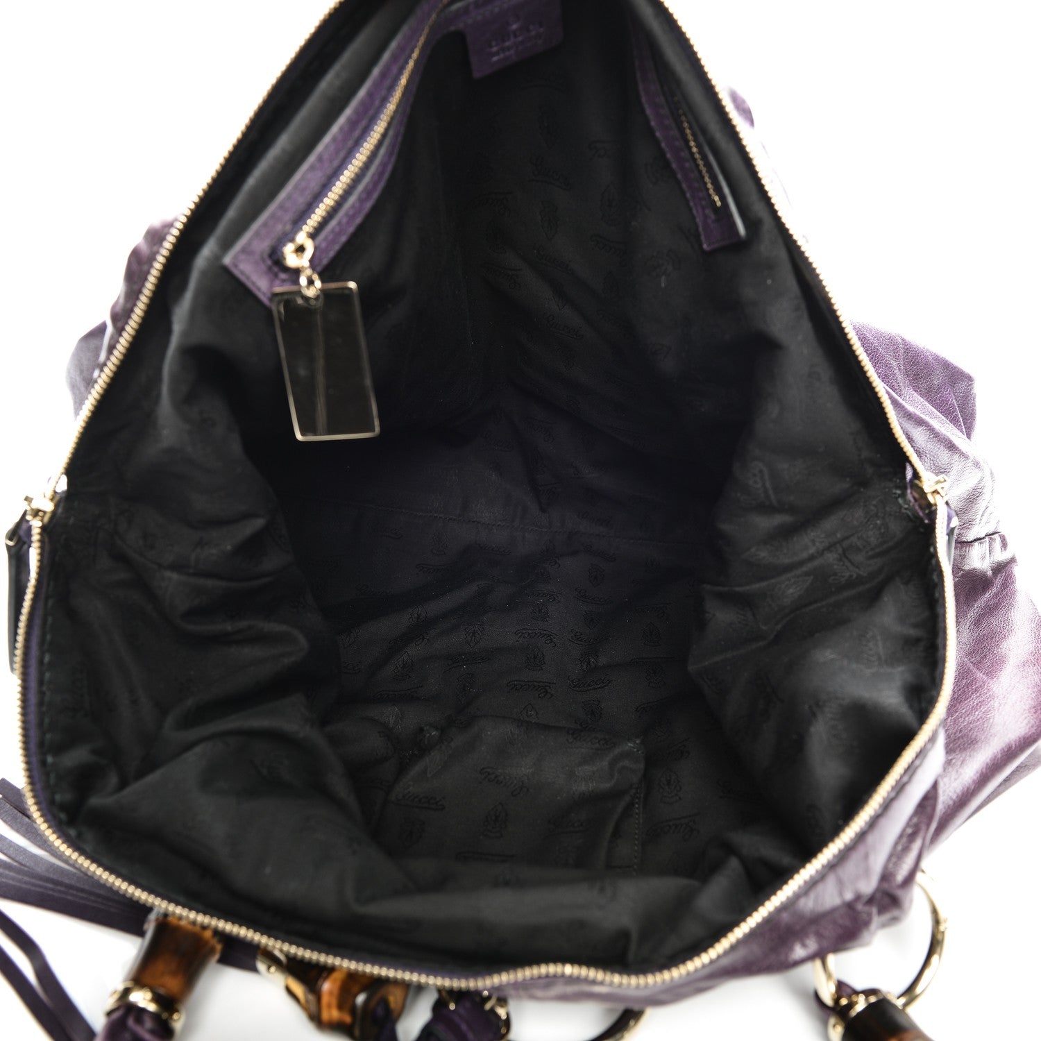 Gucci Calfskin Bamboo Beads Top Handle Bag Purple 5 of 10