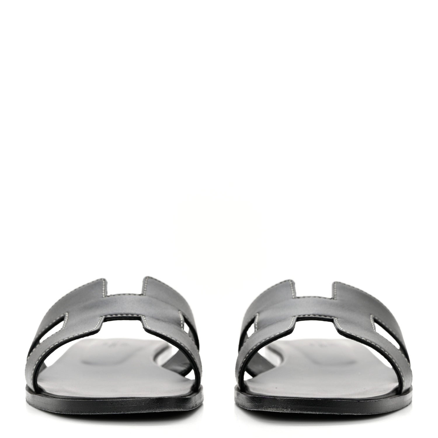 Hermes Box Calfskin Oran Sandals 37.5 Black 2 of 9