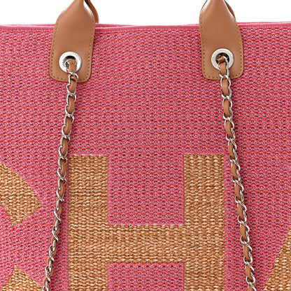 Chanel Mixed Fibers Large Shopping Bag Pink Beige 8 of 10