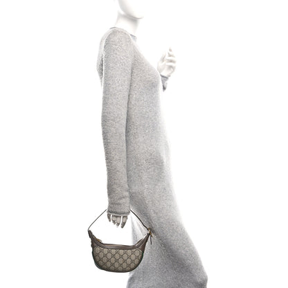 Gucci GG Supreme Monogram Textured Calfskin Web Mini Ophidia Half Moon Hobo Beige Ebony New Acero 2 of 11