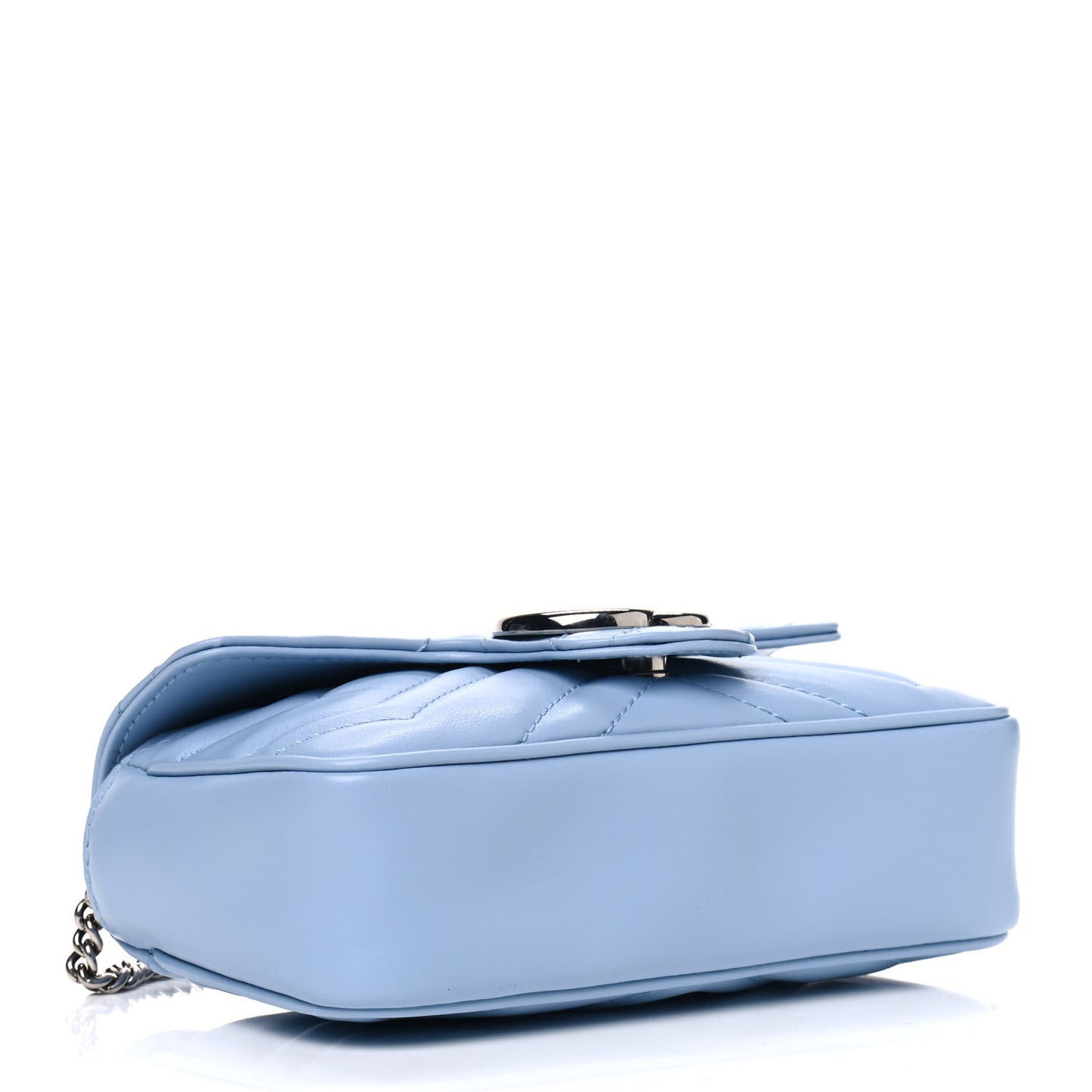 Calfskin Matelasse Super Mini GG Marmont Shoulder Bag Porcelain Light Blue