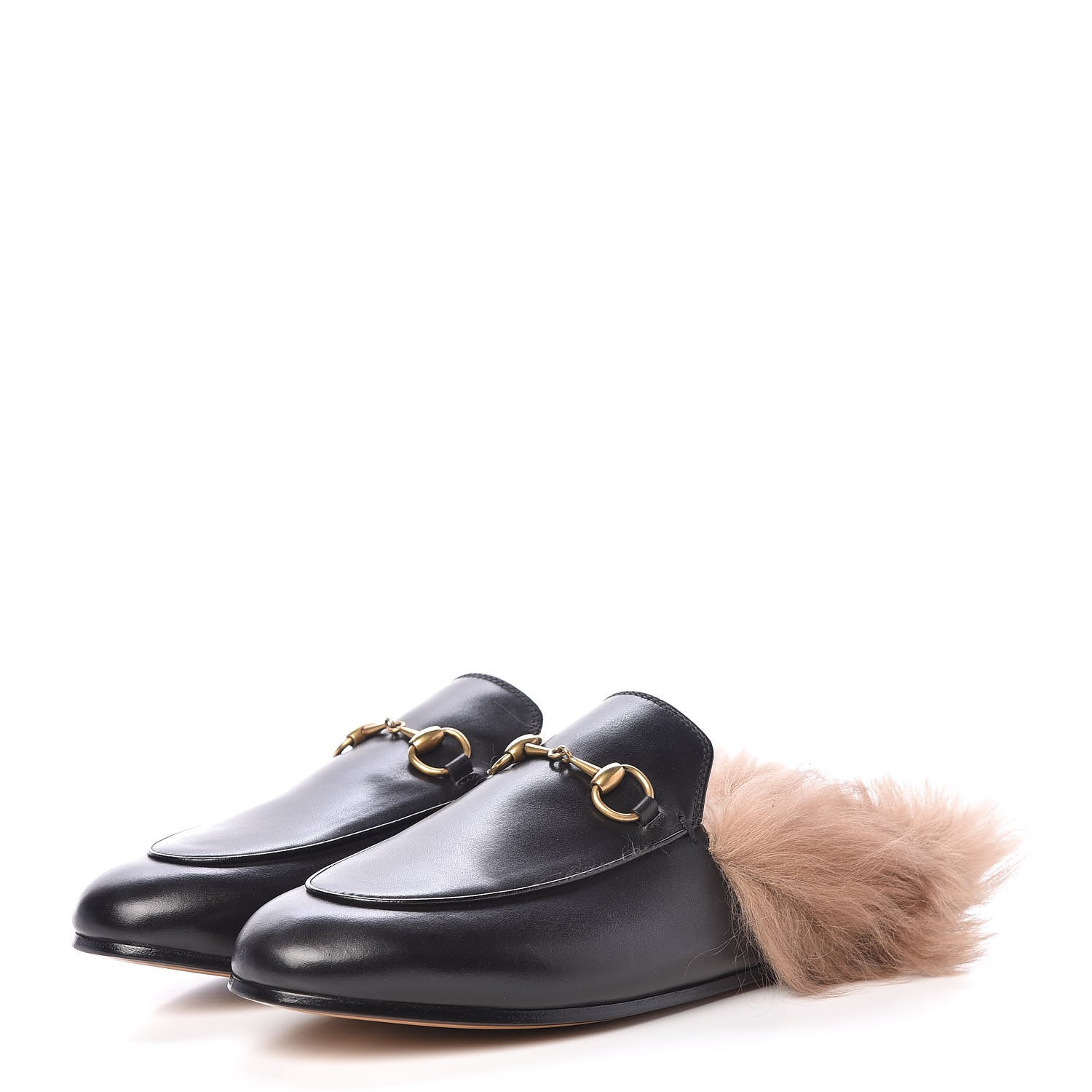 Gucci Calfskin Fur Womens Princetown Slippers 37 Black 3 of 8
