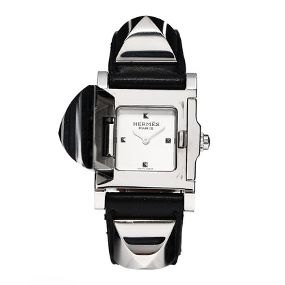 Hermes Stainless Steel Epsom 23mm Medor Quartz Watch Noir 1 of 8