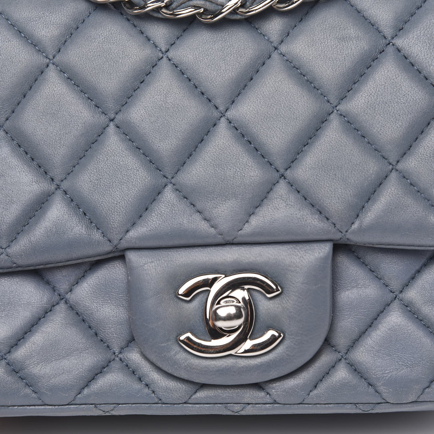 Lambskin Quilted Mini Square Flap Blue