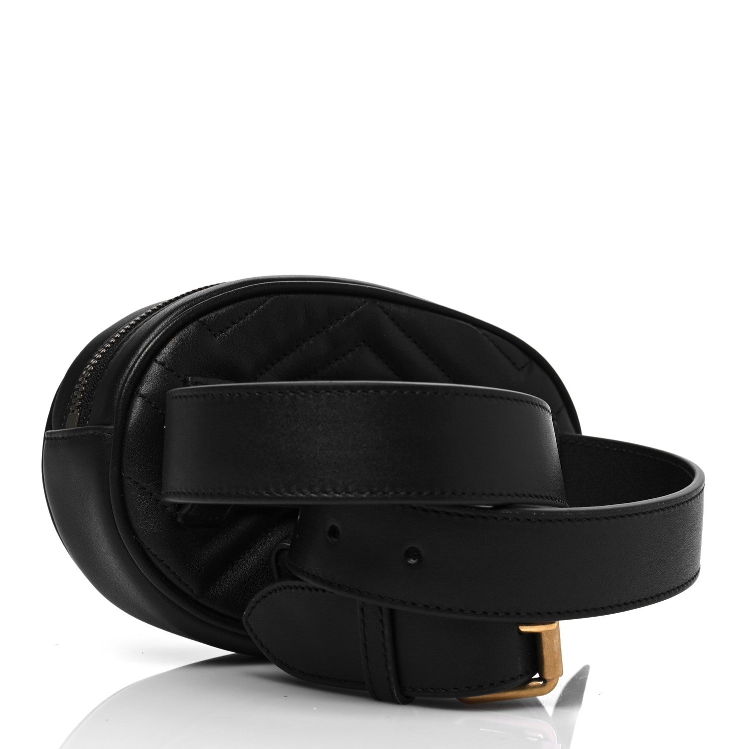Gucci Calfskin Matelasse GG Marmont Belt Bag 85 34 Black 6 of 15