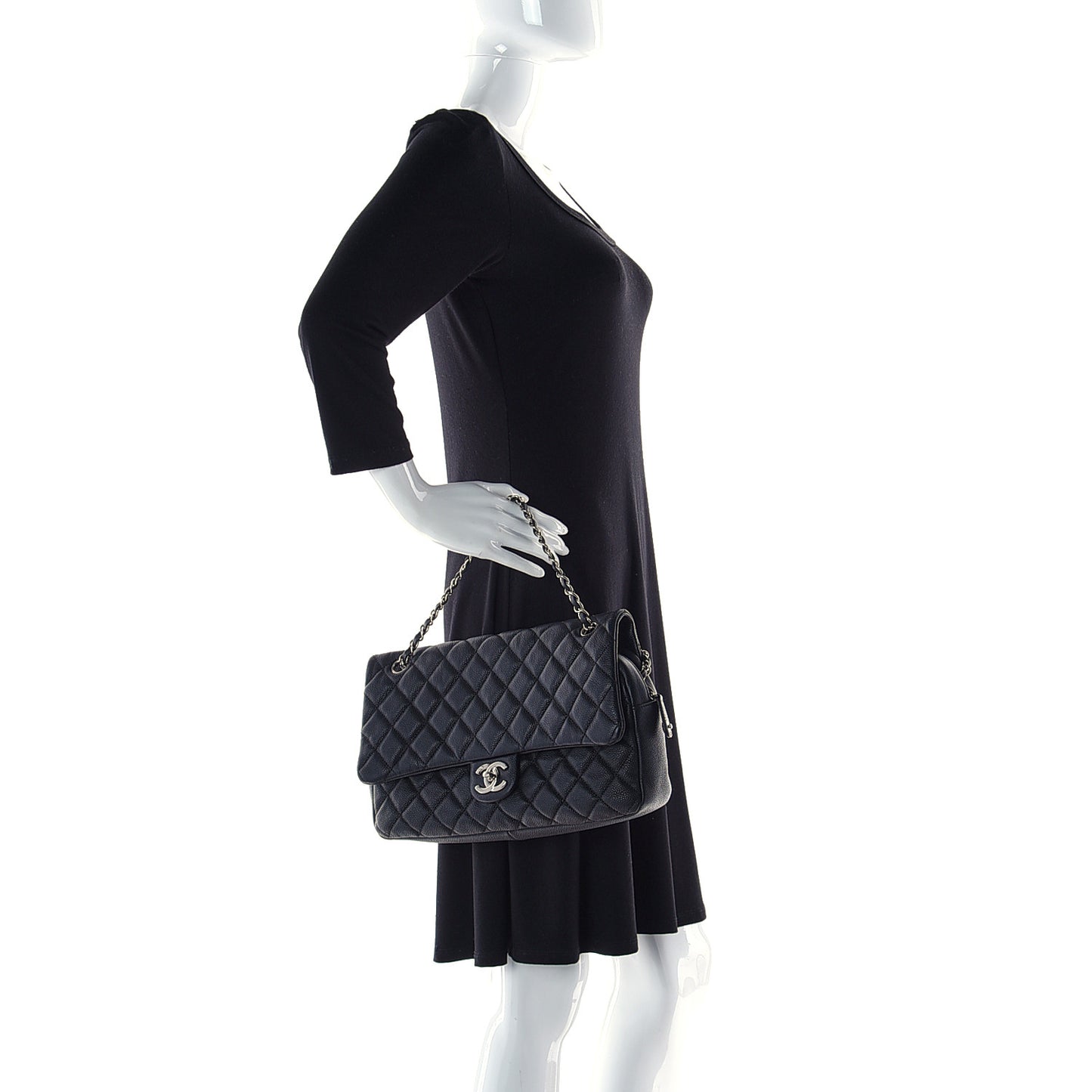 Caviar Quilted Jumbo Easy Flap Black