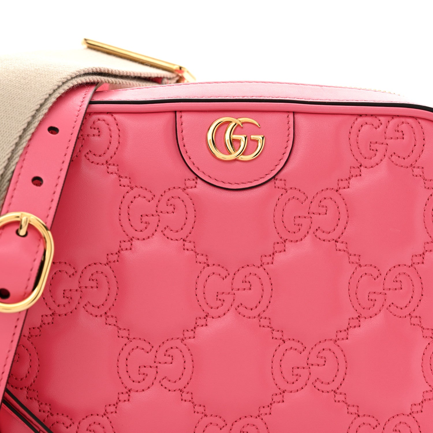 Gucci Calfskin GG Matelasse Small Shoulder Bag Rhodamine Pink Natural 8 of 13