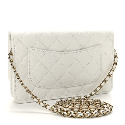 Chanel Caviar Quilted Wallet On Chain WOC White 3 of 12