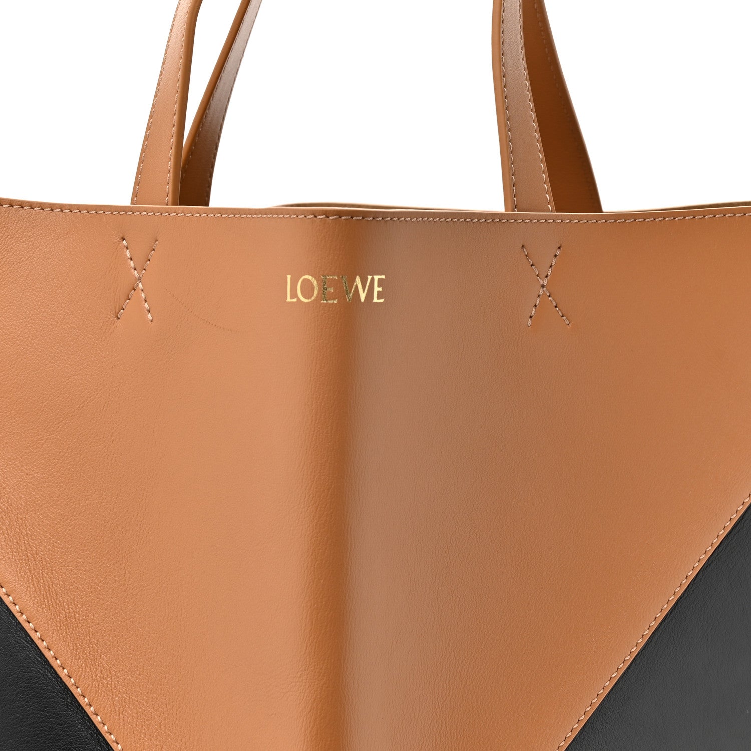 Loewe Shiny Calfskin Large  Puzzle Fold Tote Warm Desert Black 8 of 12