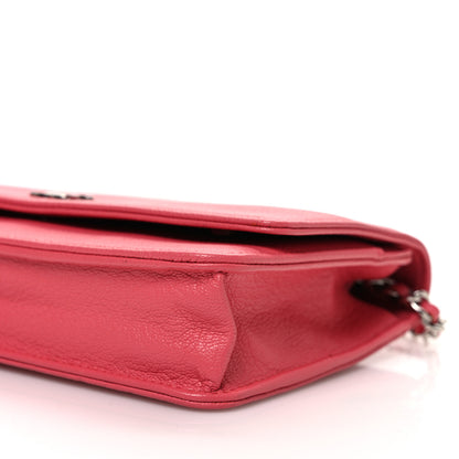 Chanel Grained Calfskin Clover CC Wallet On Chain WOC Pink 11 of 11