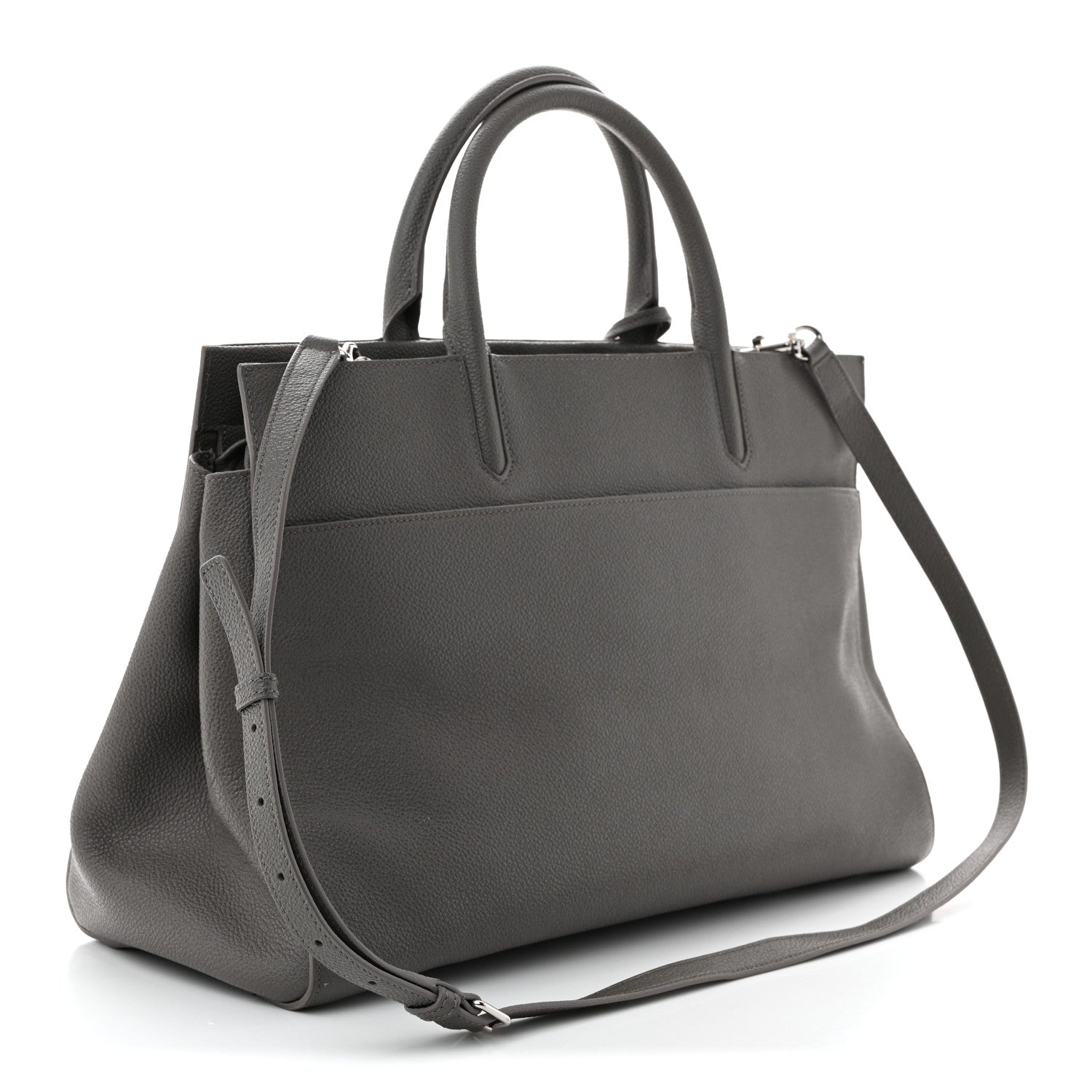 Saint Laurent Grained Calfskin Medium Cabas Rive Gauche Fog 3 of 12