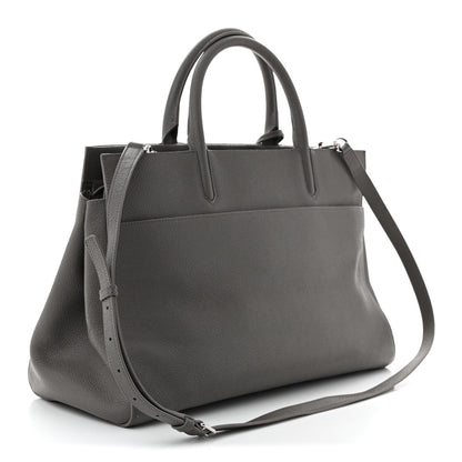 Saint Laurent Grained Calfskin Medium Cabas Rive Gauche Fog 3 of 12
