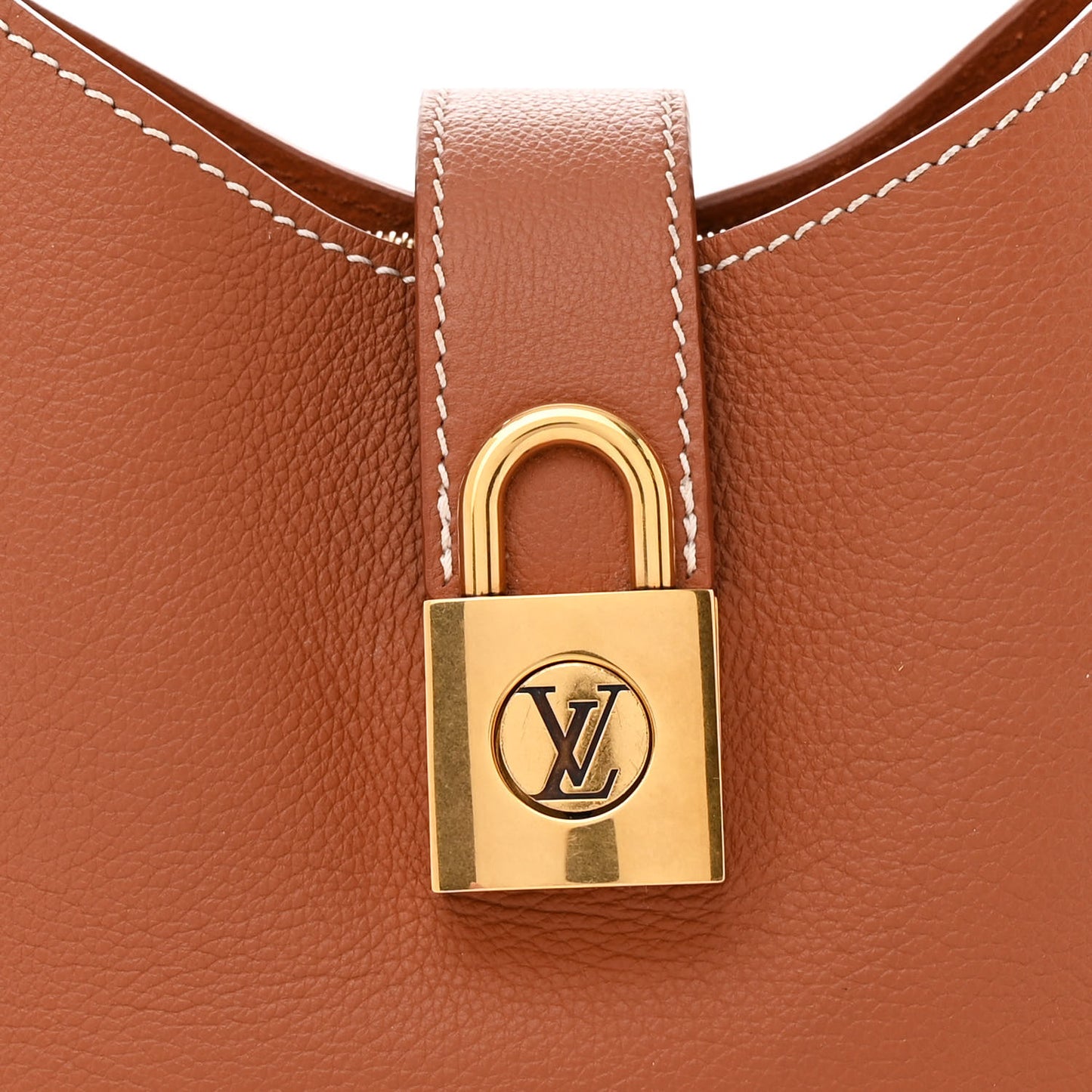 Grained Calfskin Low Key Shoulder Bag Cognac