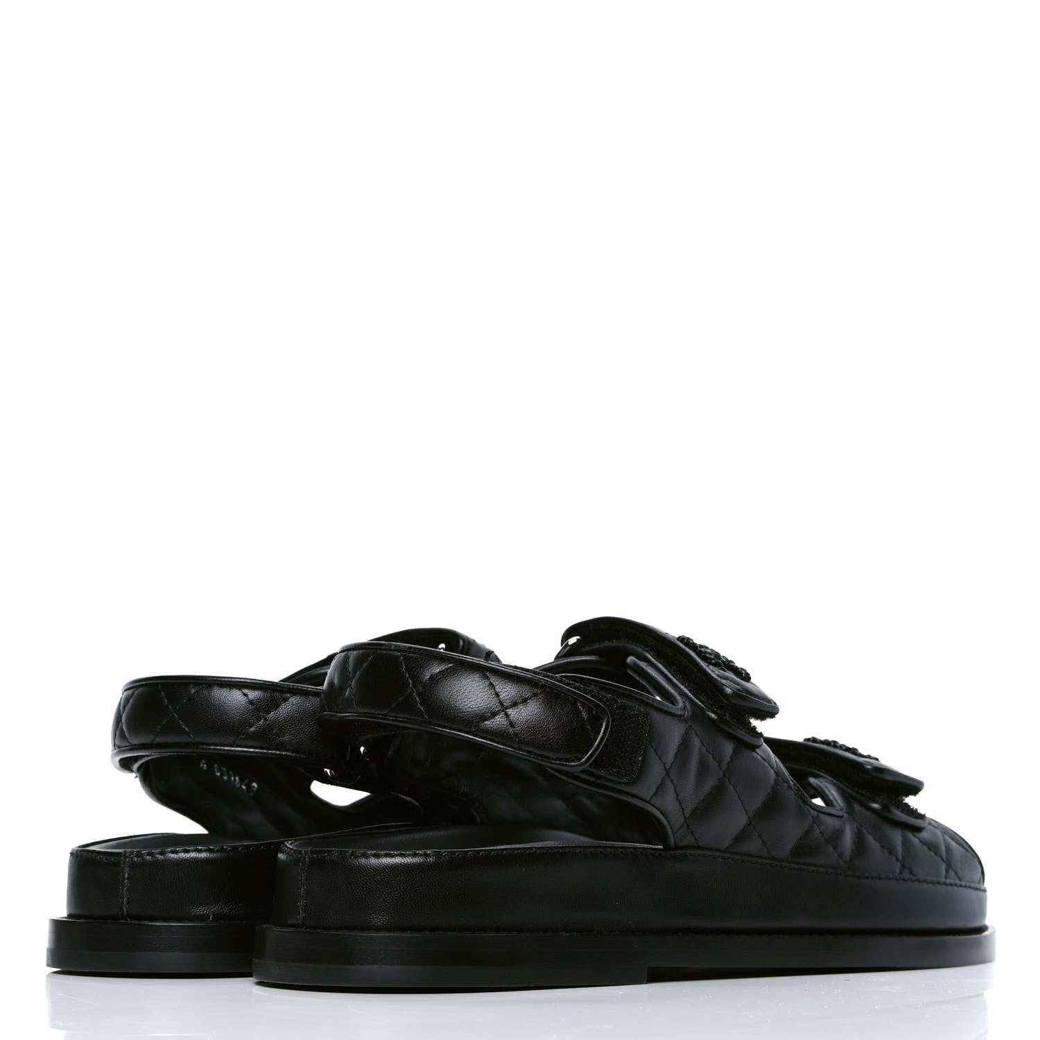 Chanel Lambskin Velcro Dad Sandals 38 Black 3 of 4
