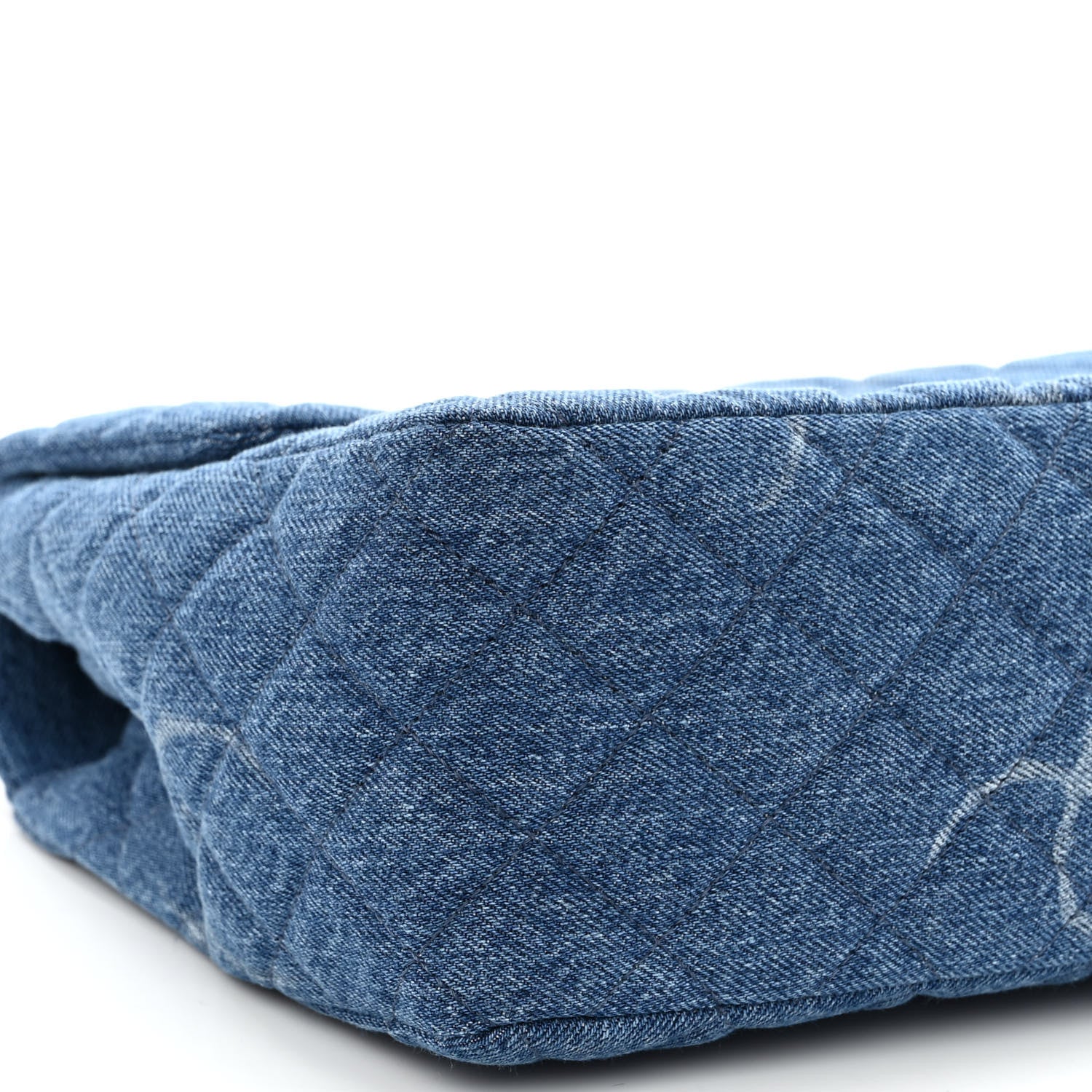 Chanel Denim Quilted CC Print Jumbo Single Flap Blue 9 of 10