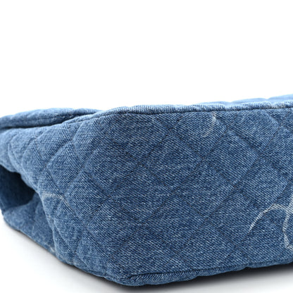 Chanel Denim Quilted CC Print Jumbo Single Flap Blue 9 of 10