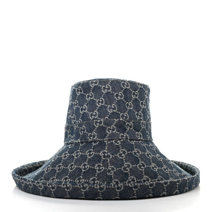 Gucci Eco Washed Denim GG Monogram Brim Hat L Blue Ivory 5 of 10