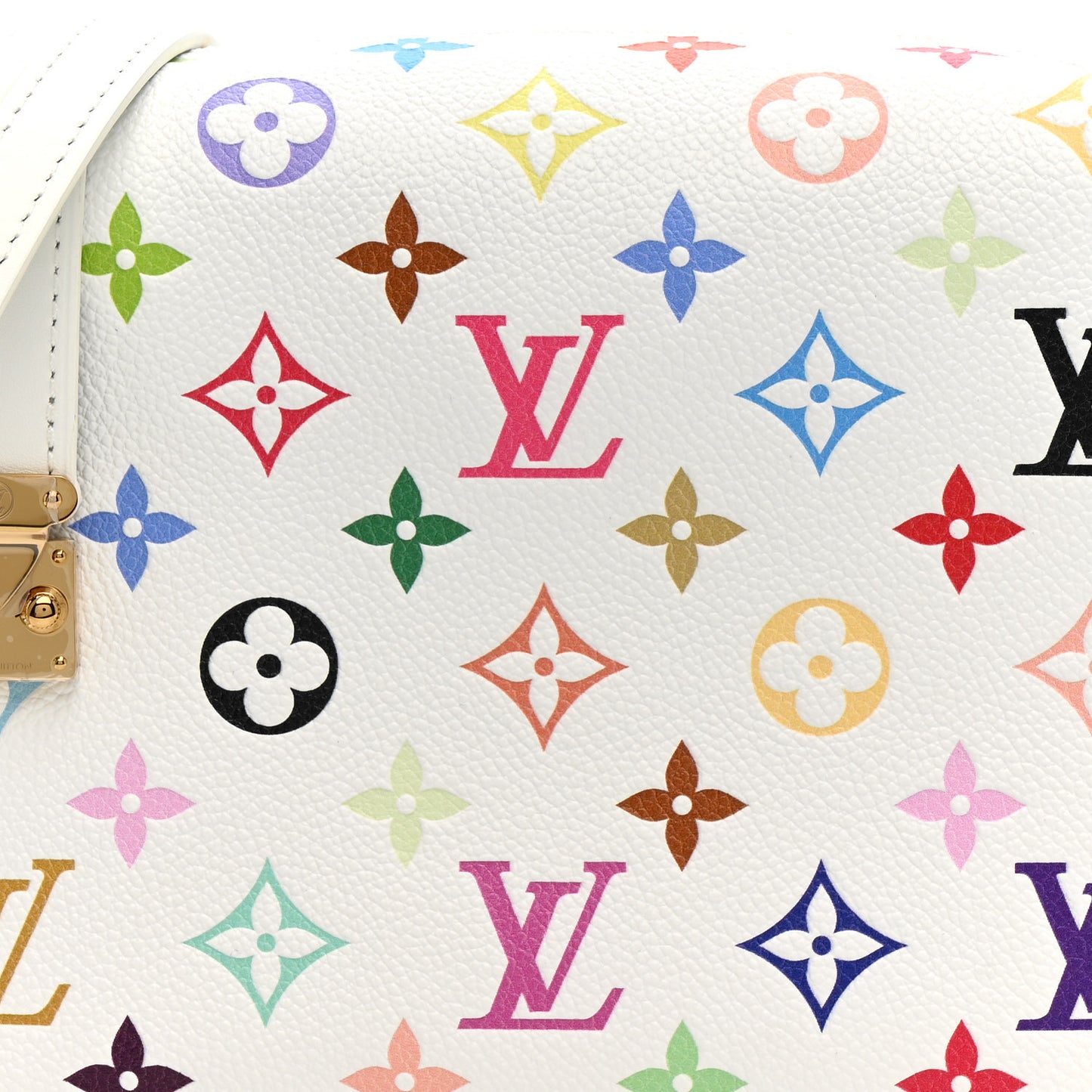 LV x TM Cowhide Monogram Multicolor Side Trunk MM White