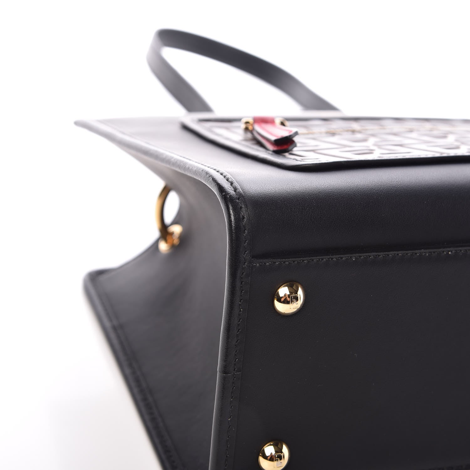 Fendi Vitello Century F is Fendi FF 1974 Embossed Small Runaway Satchel Black Maya 10 of 14
