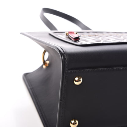 Fendi Vitello Century F is Fendi FF 1974 Embossed Small Runaway Satchel Black Maya 10 of 13