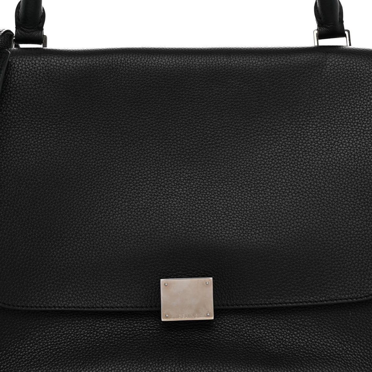 Drummed Calfskin Suede Medium Trapeze Black