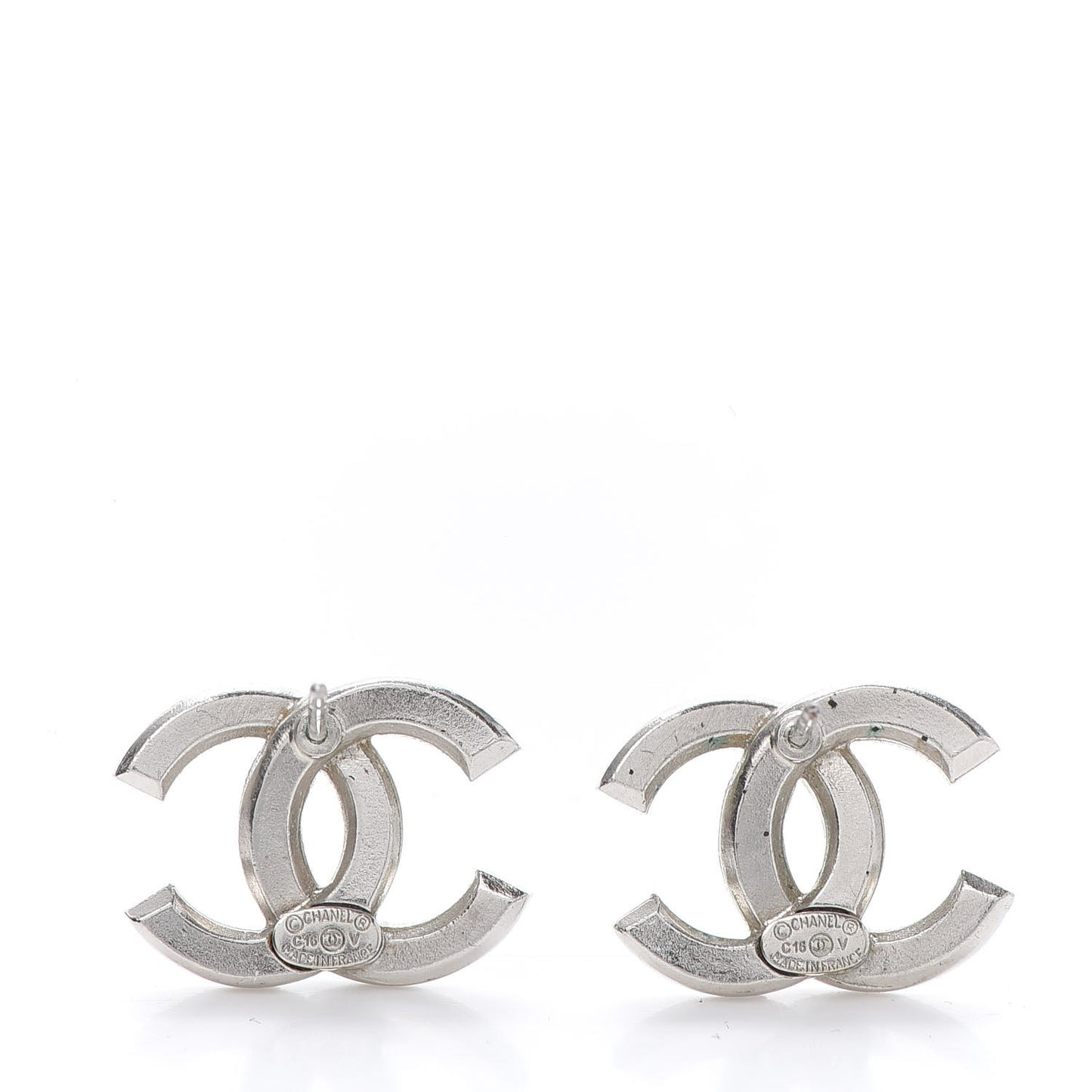 Baguette Crystal CC Earrings Silver