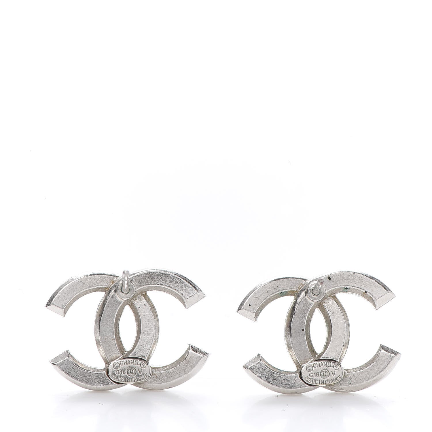 Chanel Baguette Crystal CC Earrings Silver 3 of 6