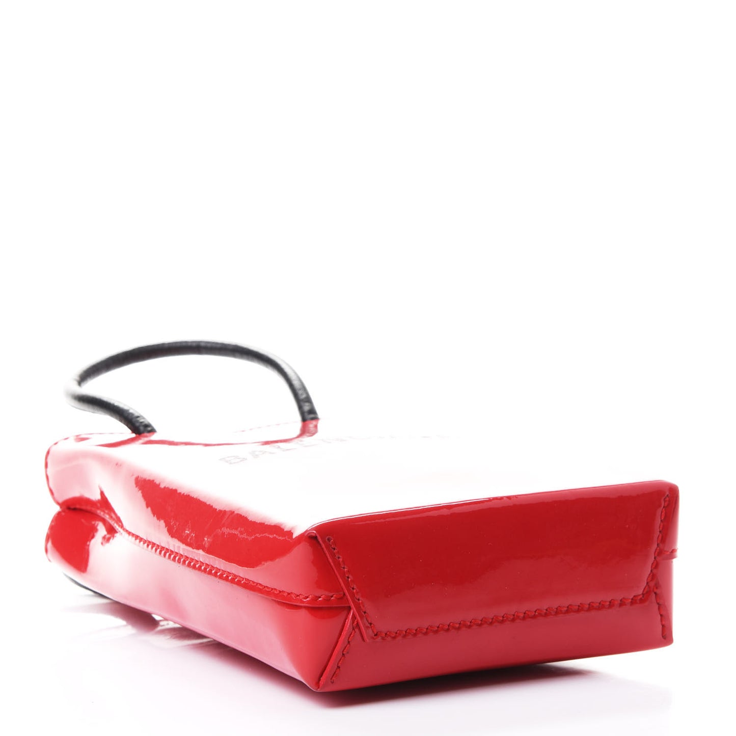 Patent Calfskin Logo Shopping Phone Holder Bag Bright Red